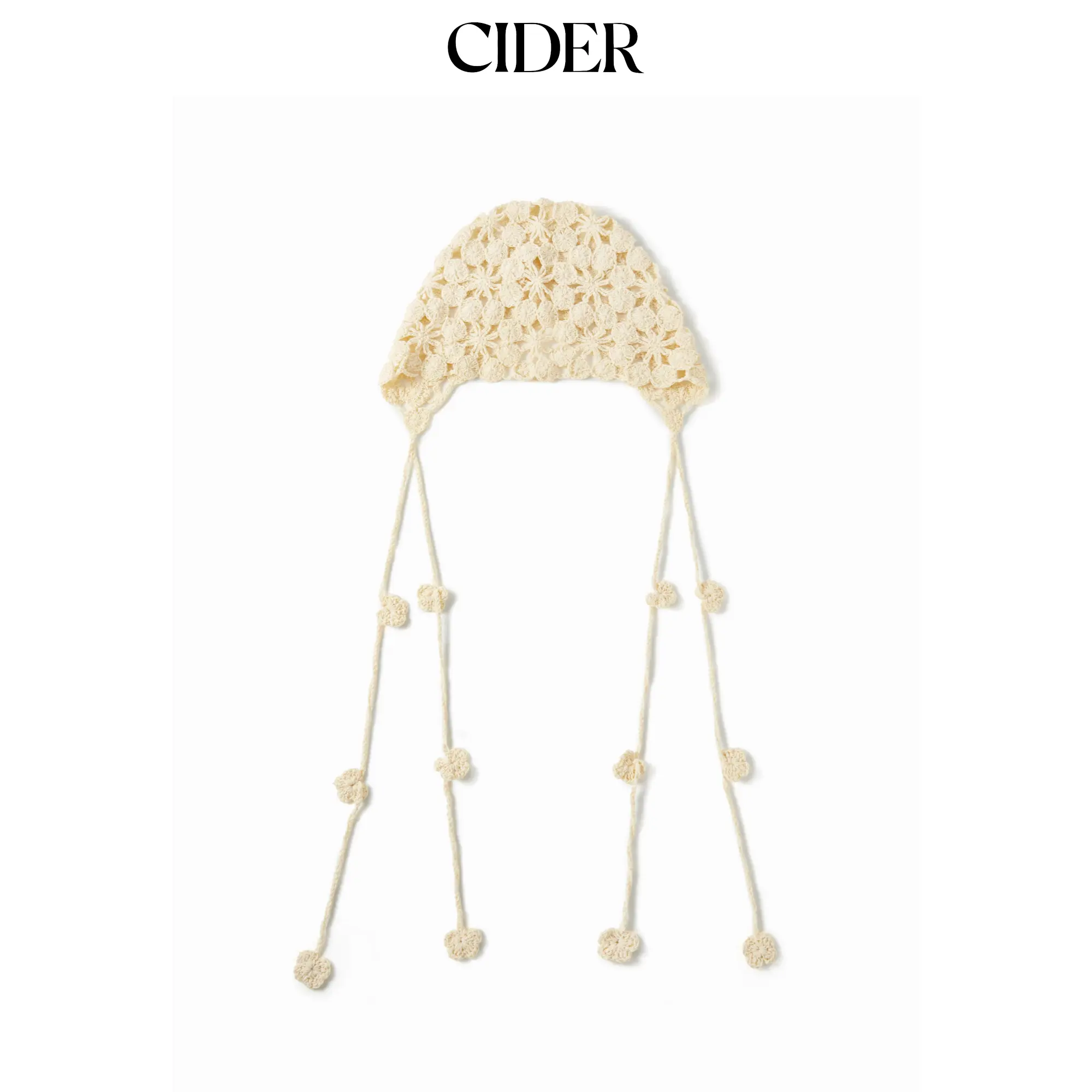 Cider FLORAL KNITTED FRINGED HAT