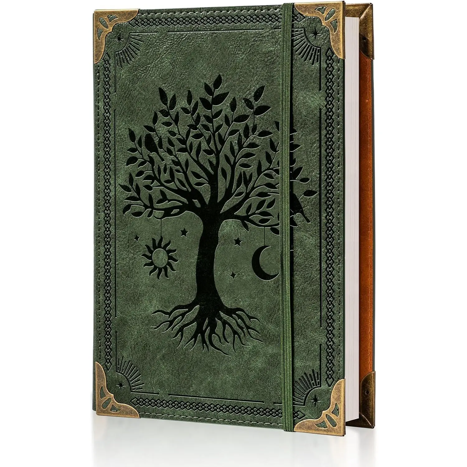 PU Leather A5 Binder 6 Ring Refillable Journal 100 GSM 240 Pages Refill Paper Include A5 Planner Binder Loose Leaf Binder Notebook 5.7”x8.3”, Green Tree
