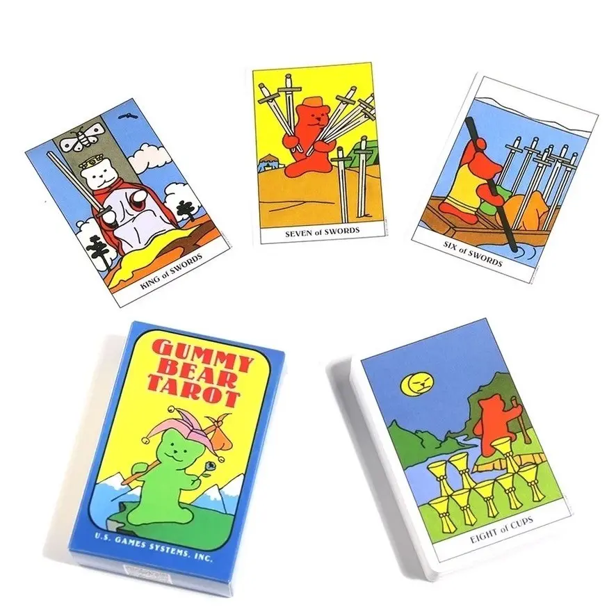 Gummy Bear Tarot Cards Oracle Deck, 78 Portable Fortune-Telling Game Cards, Brain Teaser Multiplayer Game, Easter Christmas Halloween Gift