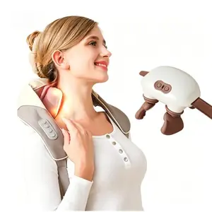 Neck & Trapezius Massage Shawl with Heat, Rechargeable Shoulder Massager, Deep Tissue Kneading Massager for Neck Shoulder Pain Relief, Skin-Friendly Soft Material, Long Battery Life Portable Cervical Massager for Home Office Car Use