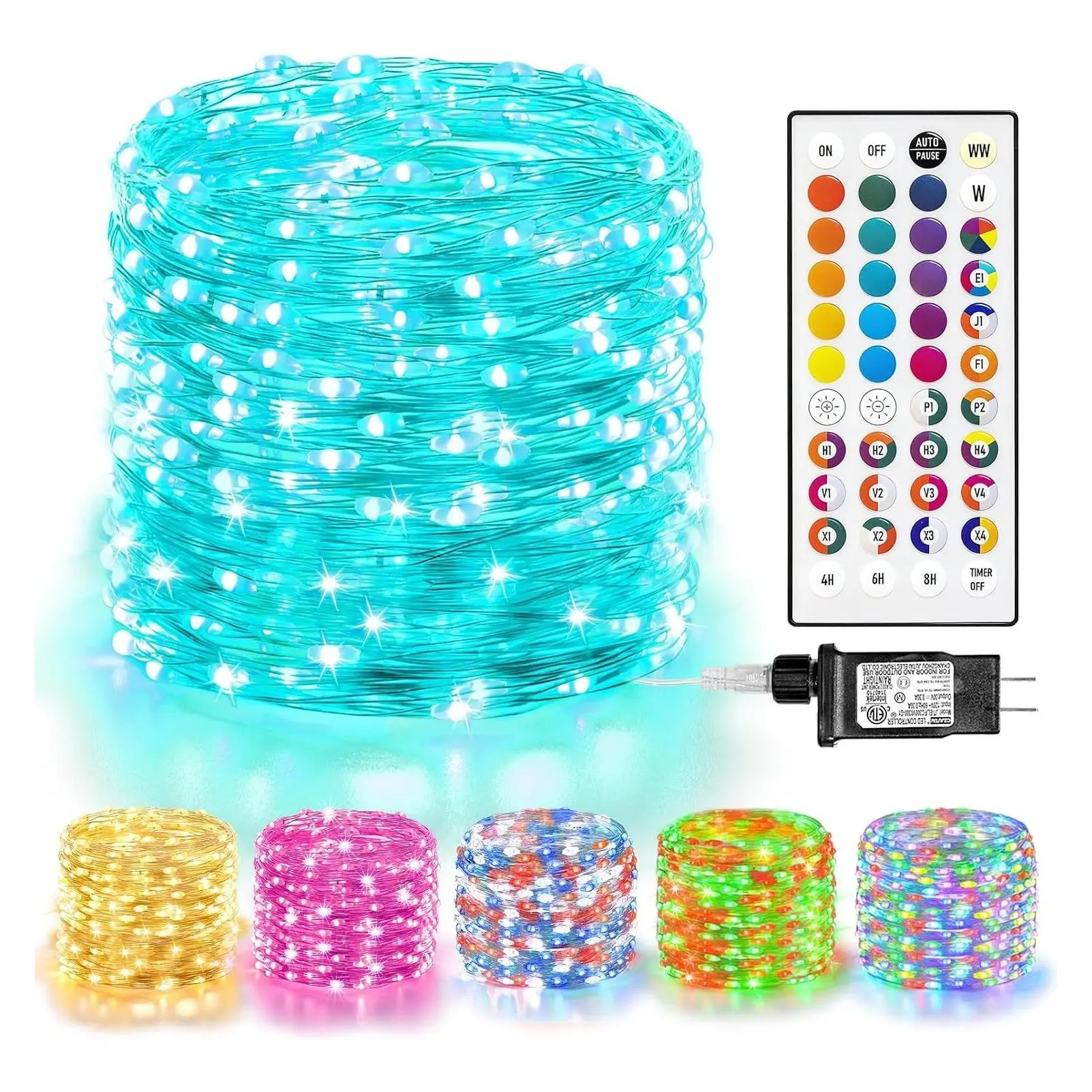 66FT Color Changing Fairy Lights with Remote, 200 LED, 35 Colors & 9 Modes, Plug-in Indoor Starry Twinkle String Lights for Christmas Halloween Bedroom Classroom DecorGift