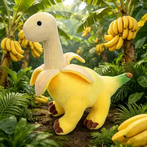 Peeled Banana Brontosaurus Plush Toy, Soft Fruit Dino Stuffed Animal Doll, Fun Gift for Kids, Cute Dinosaur Plushie for Children