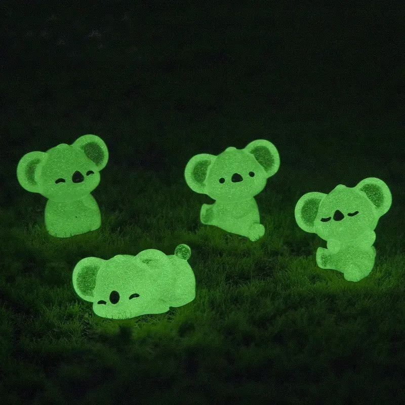 4/8pcs Night Glow Cute Mini Koala, Transparent Resin Material, Mini Micro Landscape Garden Decor, Ornamental Figurines