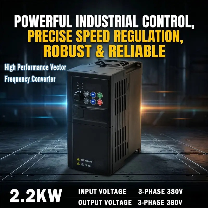 Vfd2.2kw High-Performance Vector Inverter, Three-Phase 380v Input/output, Suitable for Small Pumps, Fans, Motors, DIY Projects