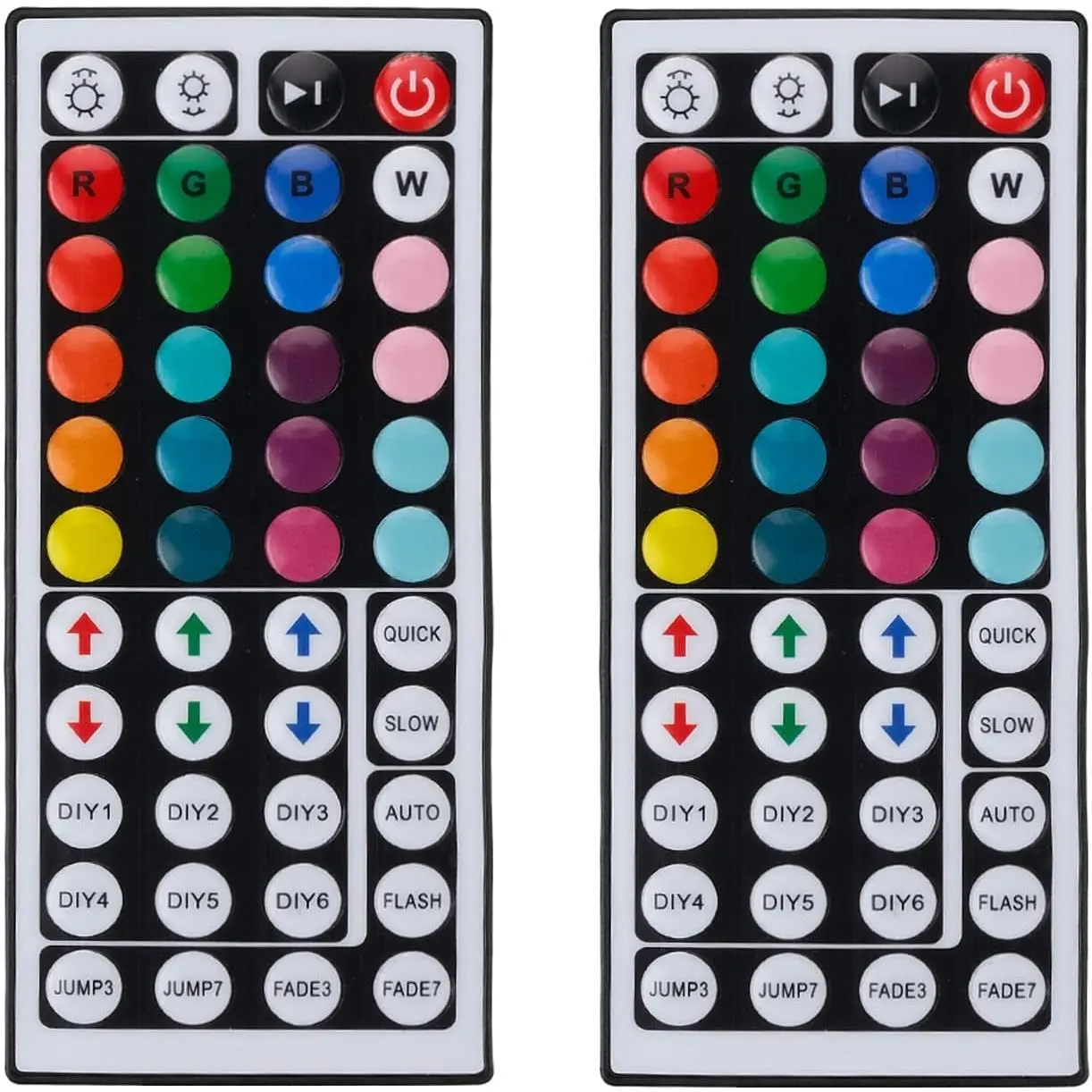 2 Pack 44  RGB LED Light Strip Remote Controller, Dimmer IR Remote Control LED Light Remote  for SMD 5050 2835 LED Strip Lights (Compatible with the Same Model Remote Control)