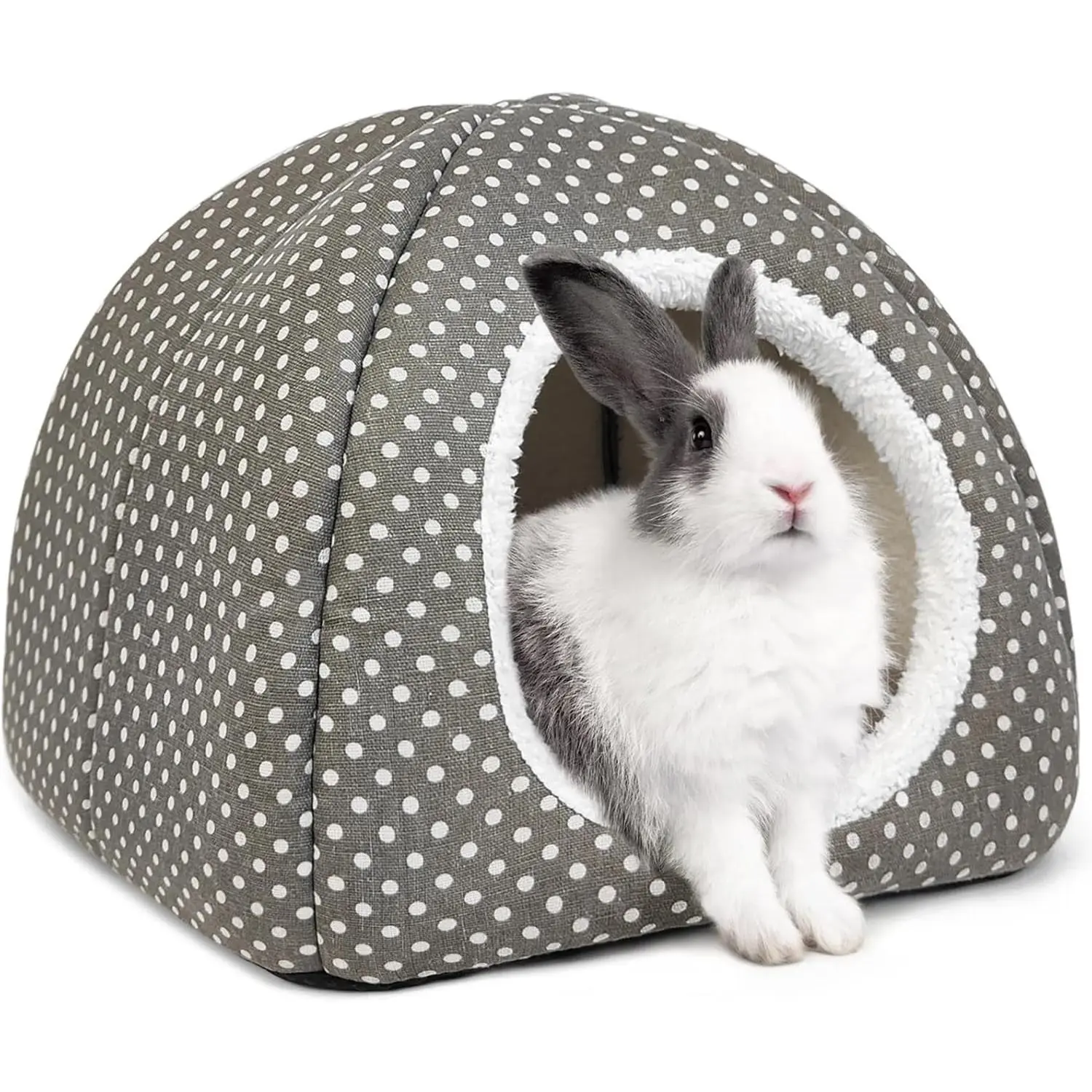 Rabbit Hideout Large Bunny Bed Washable Rabbit House | Fleece Hiding Hut for Indoor Bunnies Guinea Pigs, Small Animal Hideaway
