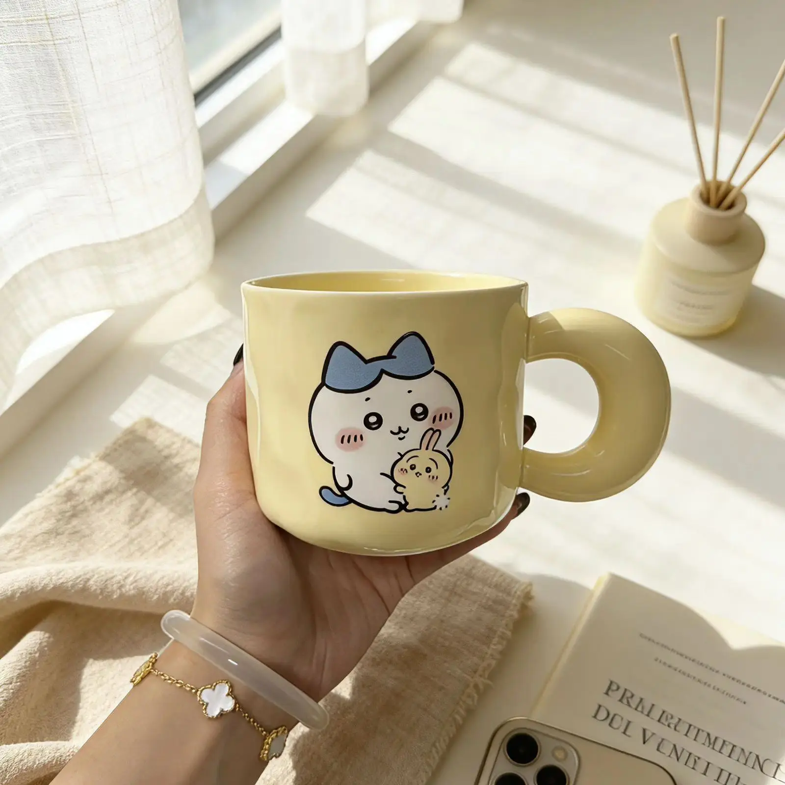 Chiikawa Usagi Kawaii Cartoon Ceramic Mug Kawaii Anime Cup Merch Perfect for Daily Use and Collecting Great as a Gift Fans