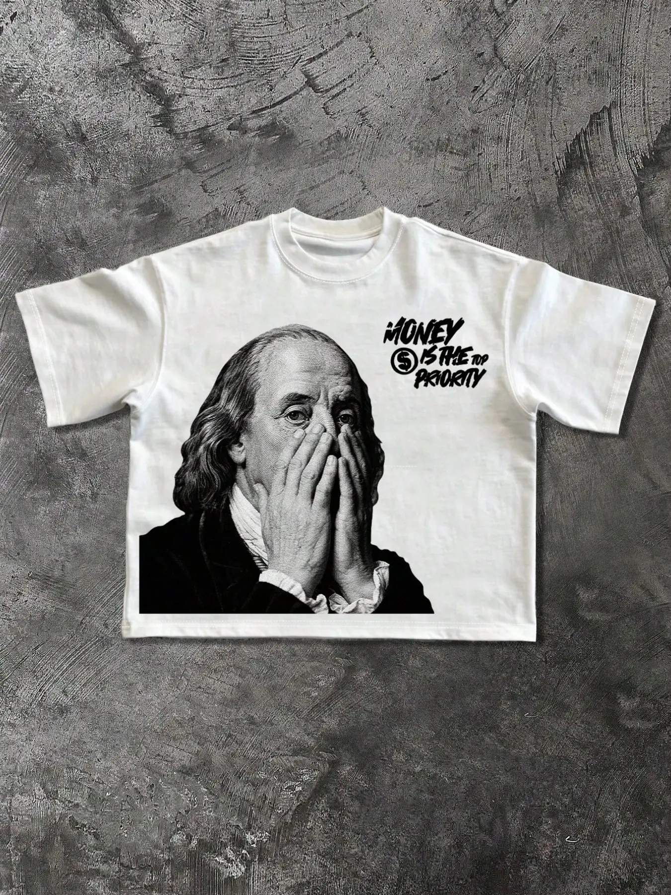 Unisex Hip Hop Streetwear Franklin Portrait Tee, Short Sleeve Casual Top, Trendy High-Street Style, Versatile Fit for All