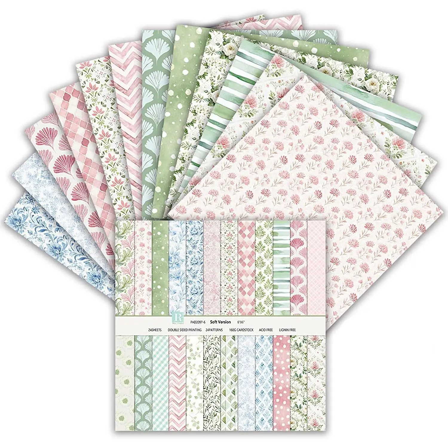 Scrapbook Paper 6 x 6 In, 24 Sheets Double Sided Scrapbook Paper, Floral  Papers, Decorative Papers for DIY Junk Journal, Album Decor or Cards Making (Green)