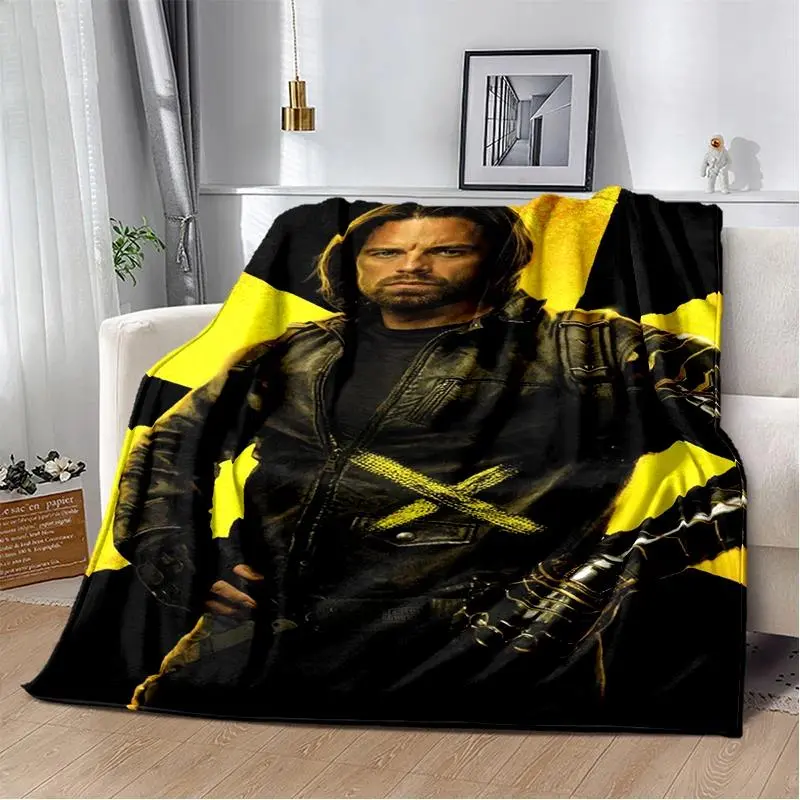 Sebastian Stan Actor HD Flannel Blanket Soft Throw Blanket for Bedroom Sofa Bed Travel Gift