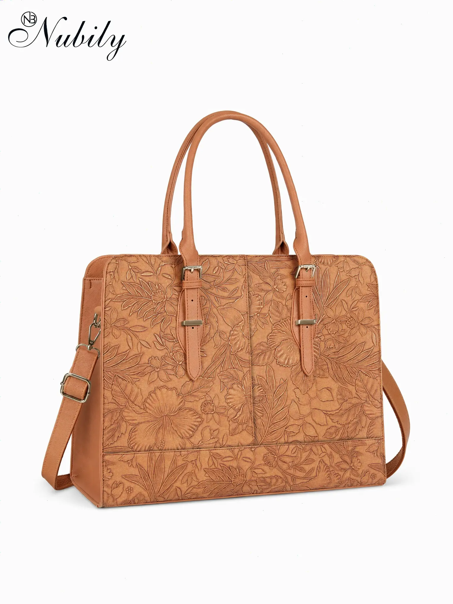 Women's 15.6 Inch Laptop Bag, Waterproof Leather Zip, Large Capacity, Professional Office Briefcase, Lightweight Travel Handbag, Shoulder Bag