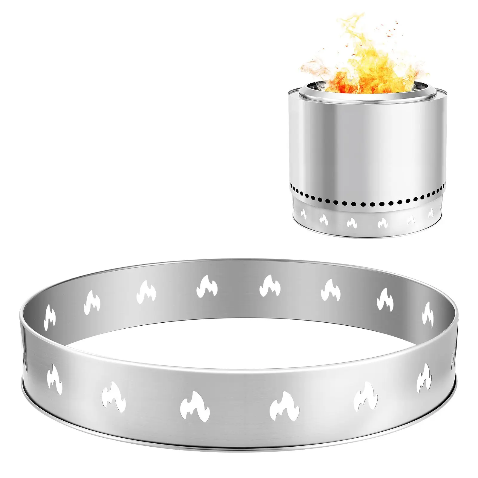VEVOR Stainless Steel Fire Pit Stand, 27in Smokeless Fire Pit Ring Accessory for Solo Stove Bonfire/Ranger, High-Temp Res. Portable Outdoor Camping Support Frame Holder (Hand Tools & Hardware)