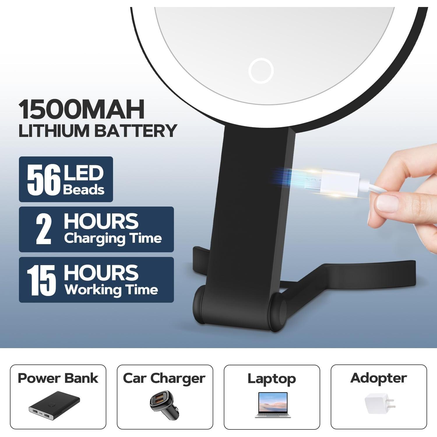 Lighted Makeup Mirror, 30X Magnifying Mirror with Light, Hanging and Handheld Mirror with Handle,Black Lighted Makeup Mirror, 30X Magnifying Mirror with Light, Hanging and Handheld Mirror with Handle,Black