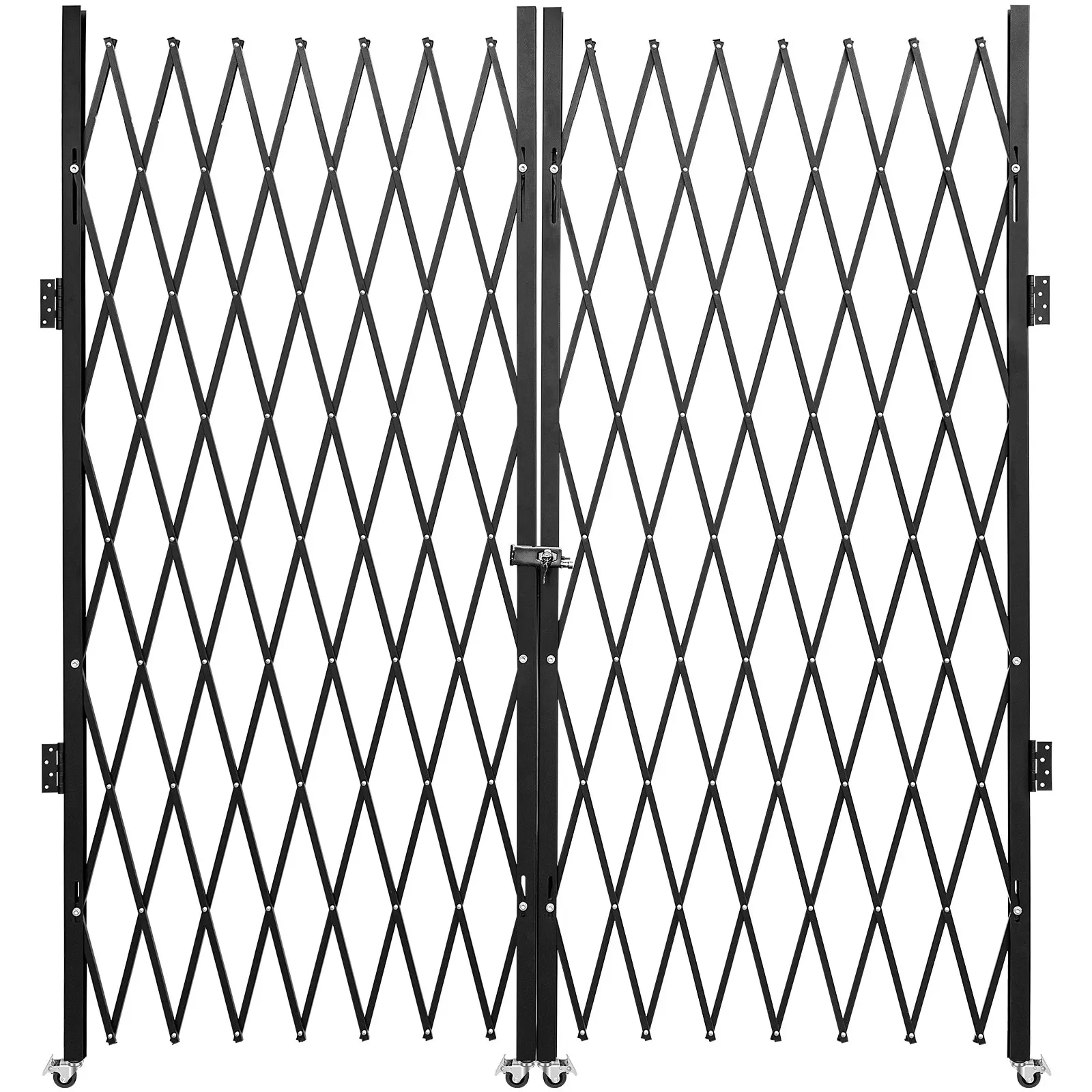 VEVOR Double Folding Security Gate, 6-1/2' Hx 12' W Folding Door Gate, Steel Accordion Security Gate, Flexible Expanding Security Gate, 360 Rolling Barricade Gate, Scissor Gate or Door with Keys