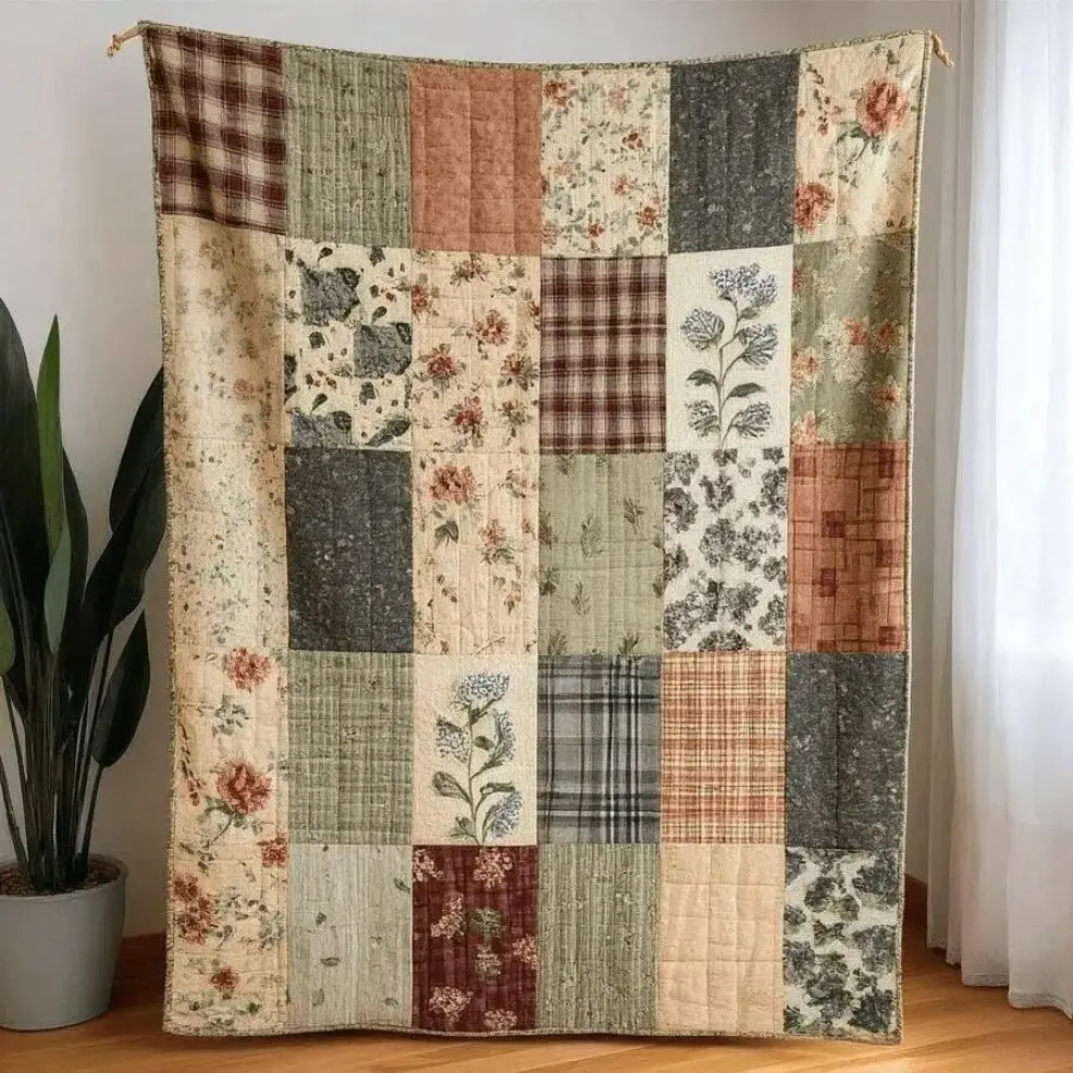 Vintage Floral Farmhouse Flannel Throw Blanket, Baby blankets and adult blankets, Neutral Muted Cottage Flower Print for Country Bedrooms and Lounges, Soft Sofa Accent with Rustic Garden Charm & Birthday Housewarming Gift for Women and Farmhouse Decor Lov
