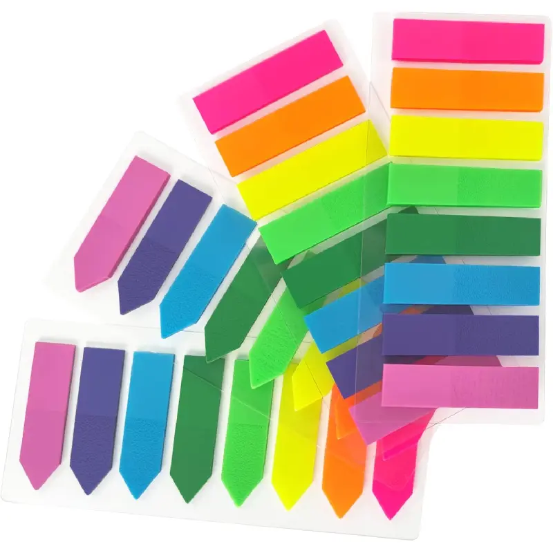 Page Markers Colored Sticky Tabs 800 Pcs, Translucent Arrow Flags for Page Marking, Fluorescent Index Tab Stickers for Notebooks, Small Sticky Notes Flags [8 Colors, 4 Sets]