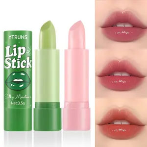 YTRUNS Aloe Vera Color Changing Lipstick, Moisturizing Hydrating Lip Balm, Temperature Reactive Lip Color, Long Lasting Natural Tint Lipstick, Smooth Repairing Lip Care for Soft Lips, Fruit Flavor Lip Makeup for Daily Use, Party, Travel