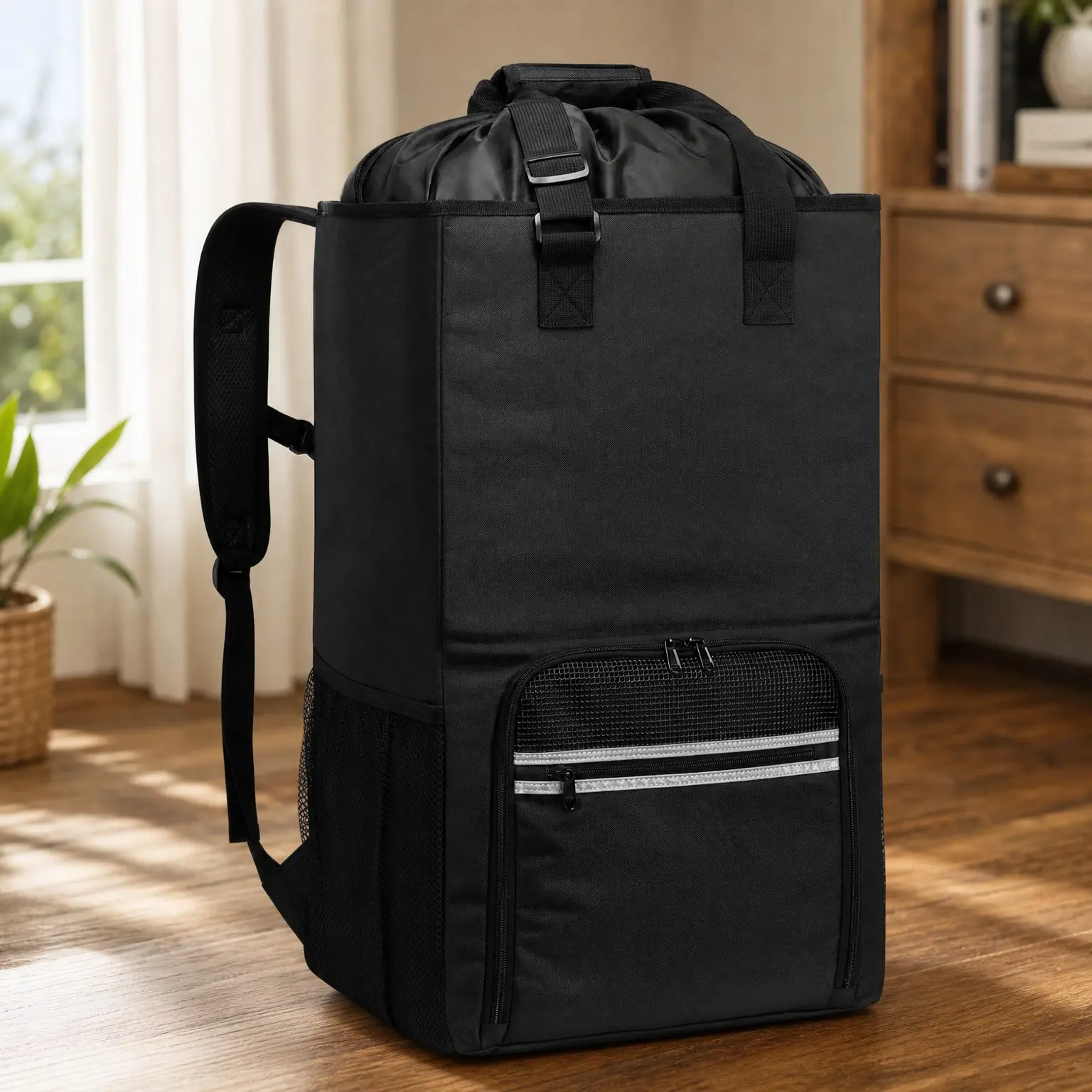 Extra Large Laundry Backpack with Shoulder Straps, Heavy-Duty 2-in-1 Laundry Hamper Basket for College Dorm, Camping & Laundromat - BlackGift