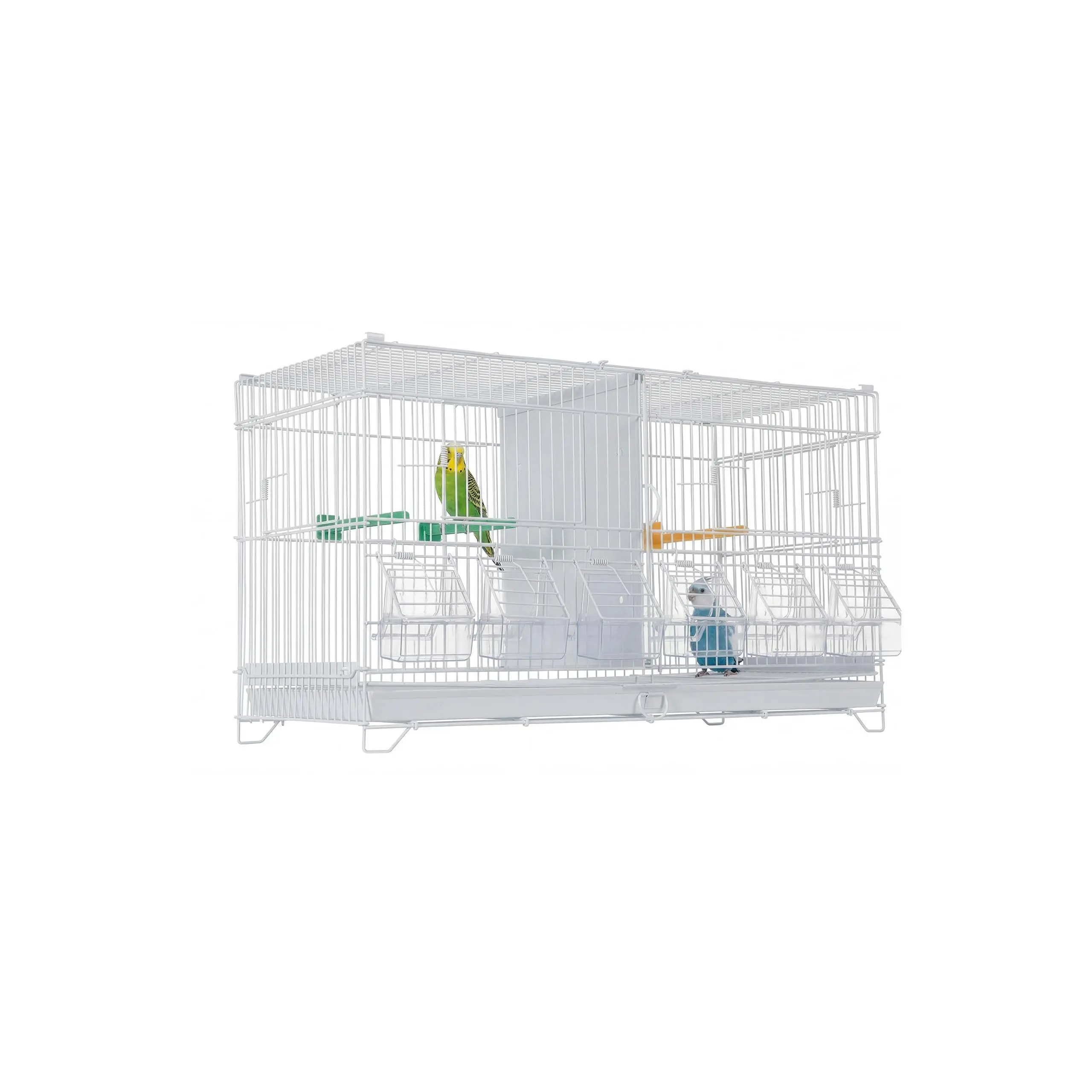 Classic Metal Wire Bird Cage - 4 Connected Tiers with Ladder Access, 23"w x 10"d x 13"h Multi-Level Small Pet Mansion, 0.4" Bar Spacing Escape-Proof Breeding Home with Secure Dual Locks, Rust-Resistant Coated for Parakeets, Bird Cages & Houses Compatible,