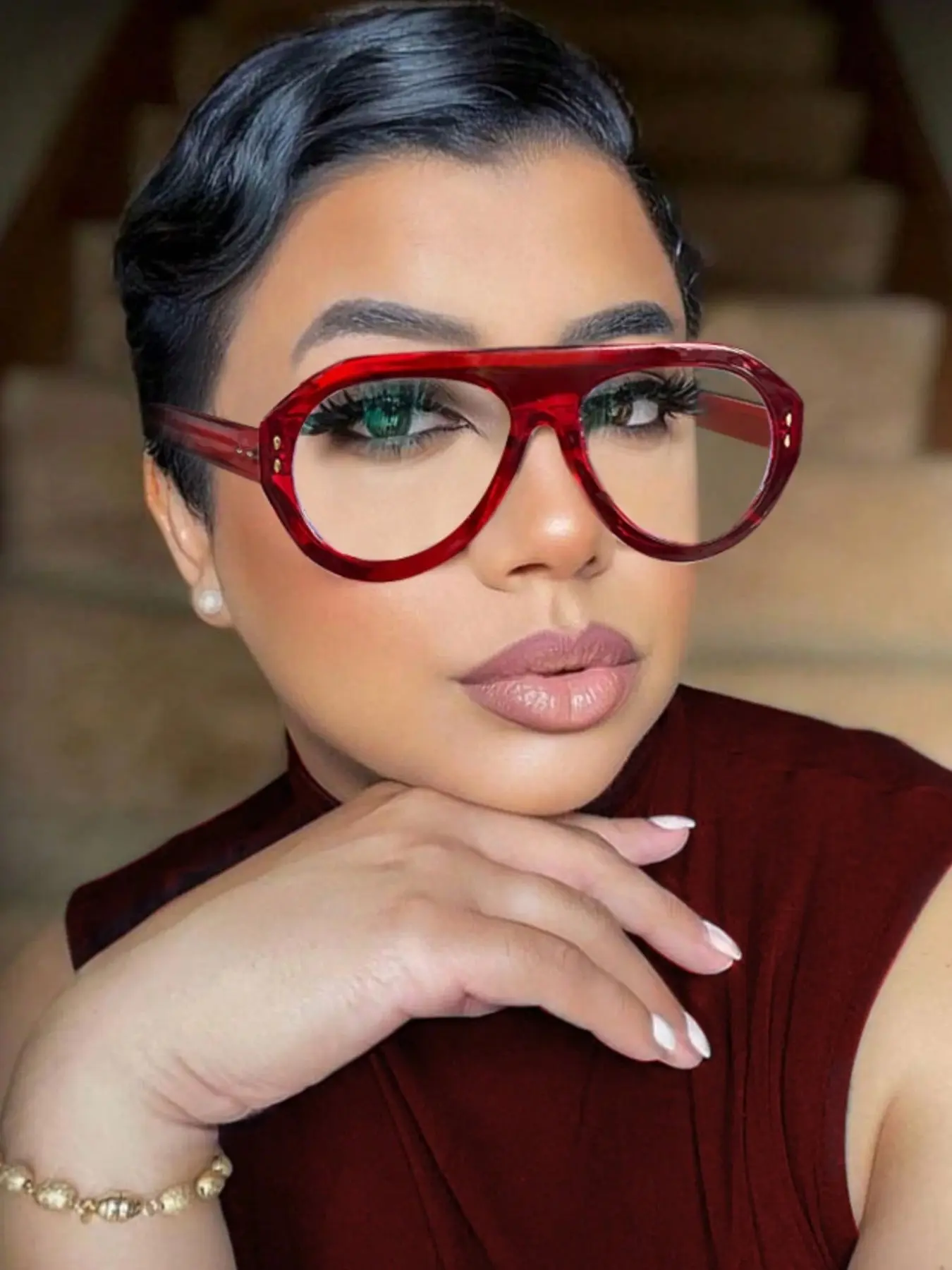Large Frog-Shape Full-Coverage Women's Blue Light Blocking Glasses, Stylish Glasses, Transparent Fashionable Eyewear, Casual All-Season Accessory