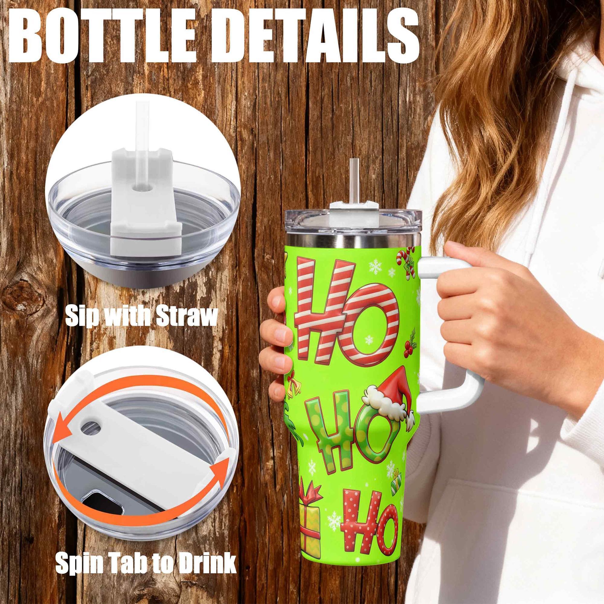 1pc, Christmas Cup 40oz Stainless Steel Vacuum Insulated Tumbler Green Christmas Funny Print  Stainless Steel Bottle Christmas Gifts, For Dad Son Women Mom Sisters Teacher Coworker Friend Brother