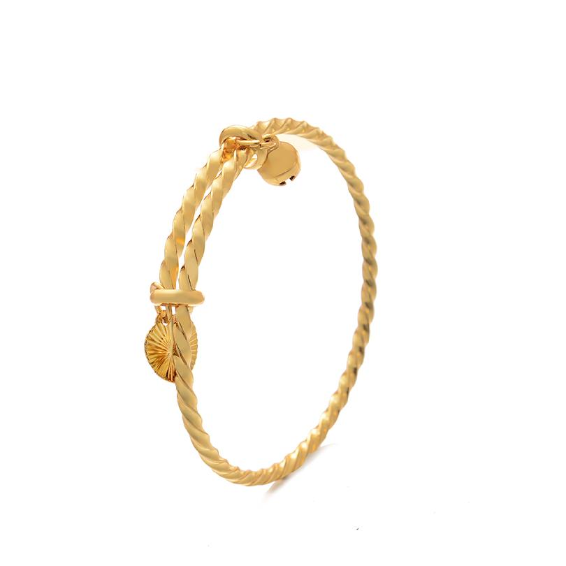 Gold Color Bangle for Girls/Baby/Kids Charm Gypsophila Bracelet Small Bell  Heart Jewelry Child Christmas Gifts