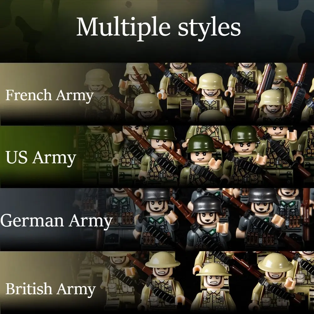 Retro historical minifigures compatible with building blocks for assembly, French Army, minifigure sets of various factions, random accessories included, desk ornaments for offices, assembly toy gifts for building block scenes