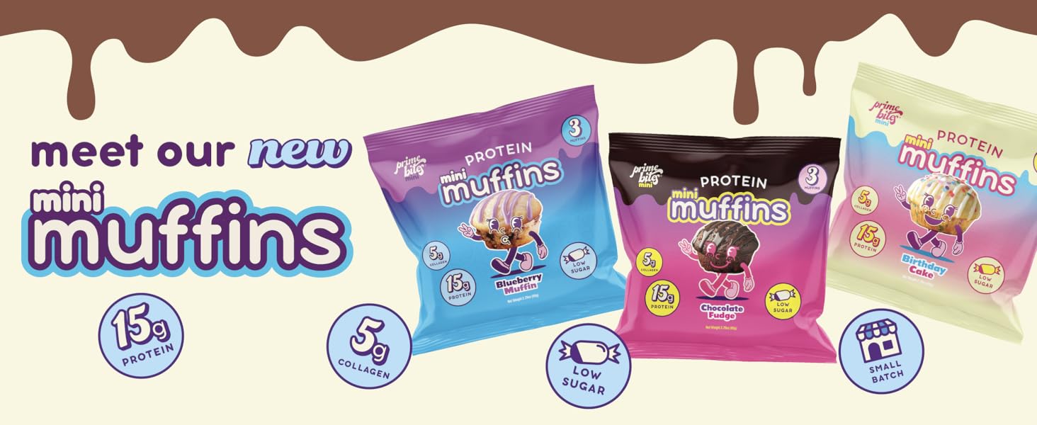 Prime Bites Protein Brownie from Alpha Prime Supplements |   High Protein, Collagen Fortified Low Sugar Treat |   Delicious Snack |   12 Bars per Box (Variety Pack)