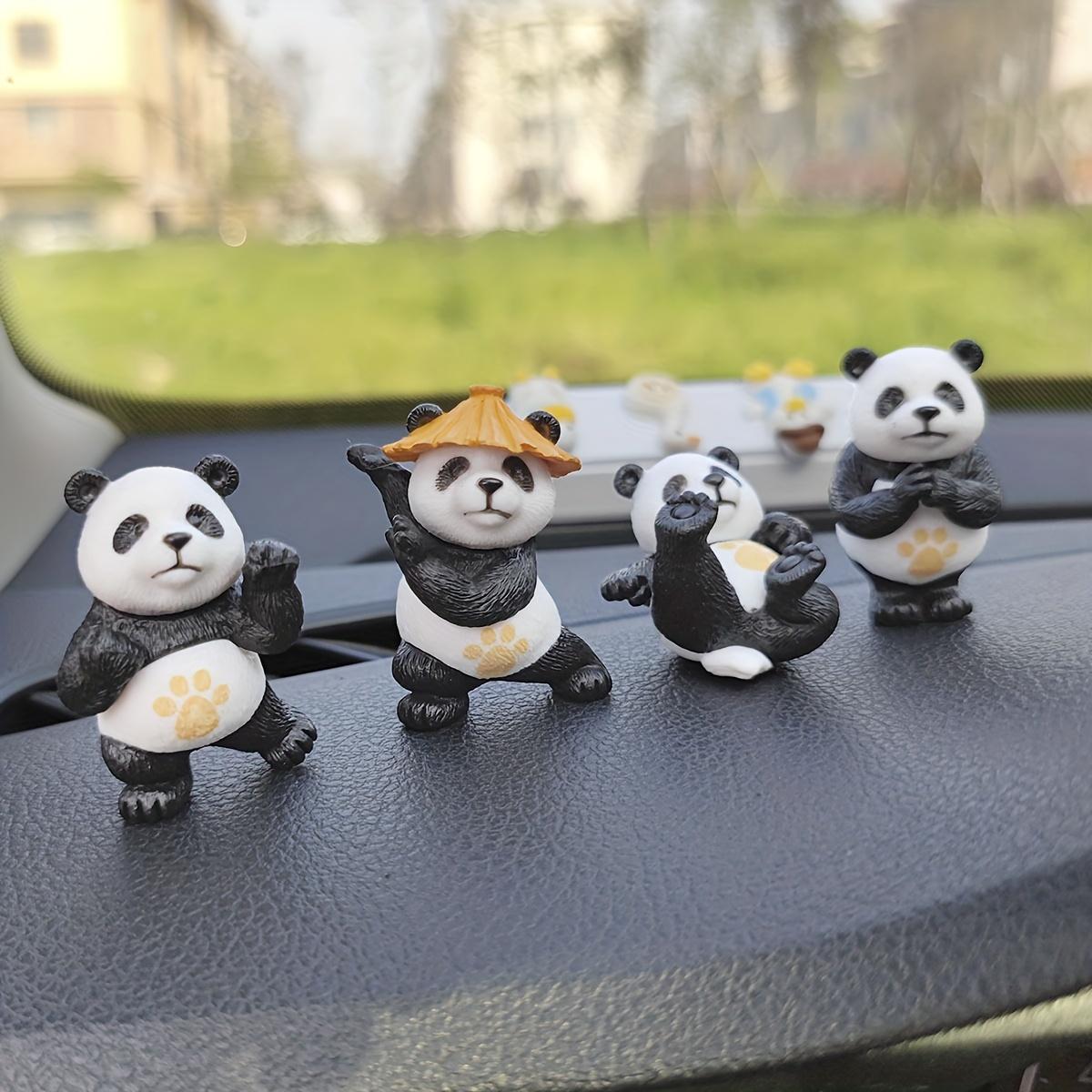 4pcs Panda Car Ornaments Center Console Desk Decorations Small Interior Accessories for Office Car Decoration