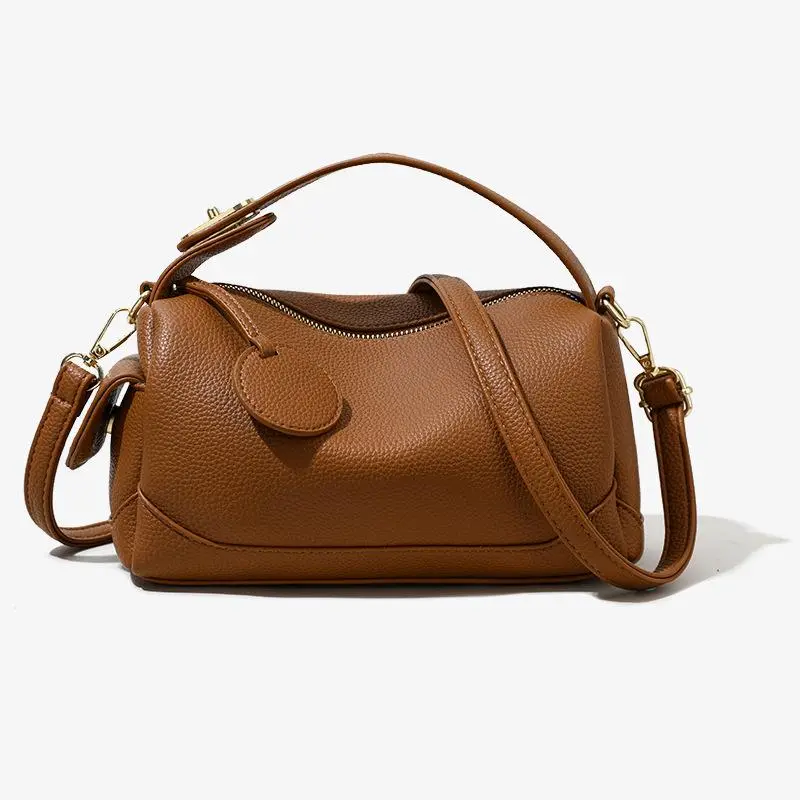 Women's Soft Leather Boston Pillow Tote Bag - Retro Cute Multi-Function Crossbody Satchel, Commute Handbag Ideal For Work, Shopping And Everyday Casual Use