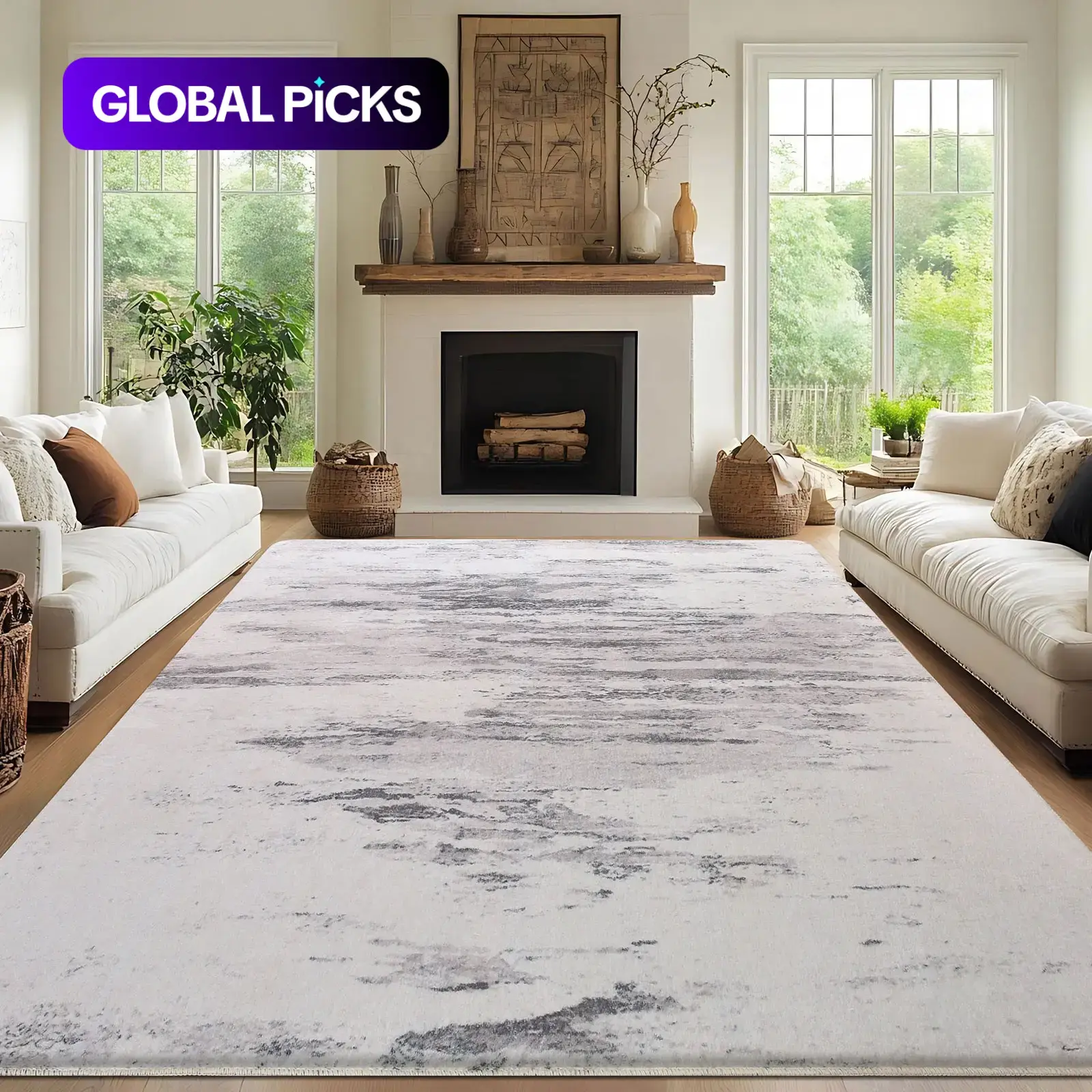 Modern Minimalist Non-Slip Carpet, Decorative Modern Indoor Rug for Living Room and Bedroom, All-Season Essential, Easy-to-Clean Contemporary Style, Machine Washable Rugs #GLOBAL PICKS