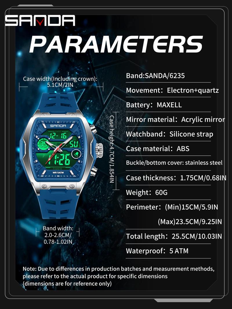 Men's Sportive Digital Watch, Fashionable Digital Watch with Digital Display, Trendy Multifunctional Watch for Daily Life, with Box