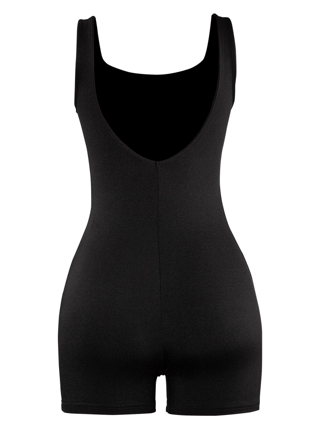 Women's Solid Minimalist Backless Tank Romper, Casual Comfy Breathable Skinny Romper for Daily Wear, Ladies Clothes for All Seasons