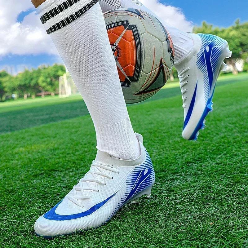 New Men Football Boots Cleats Shoes Soccer Long Spikes Training Ultralight Outdoor Drop Soccer Shoes FG Non-Slip