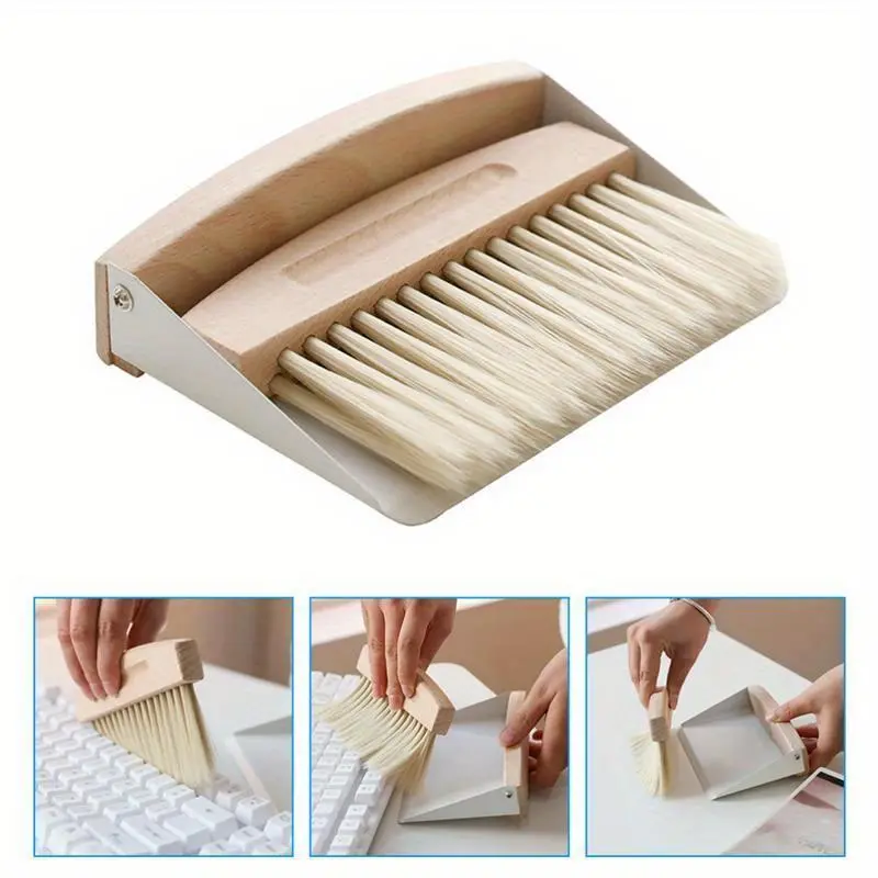 Compact Desktop Cleaning Kit - Mini Broom and Dustpan Set with Nylon Bristles for Efficient Table, Car, and Pet Sweeping