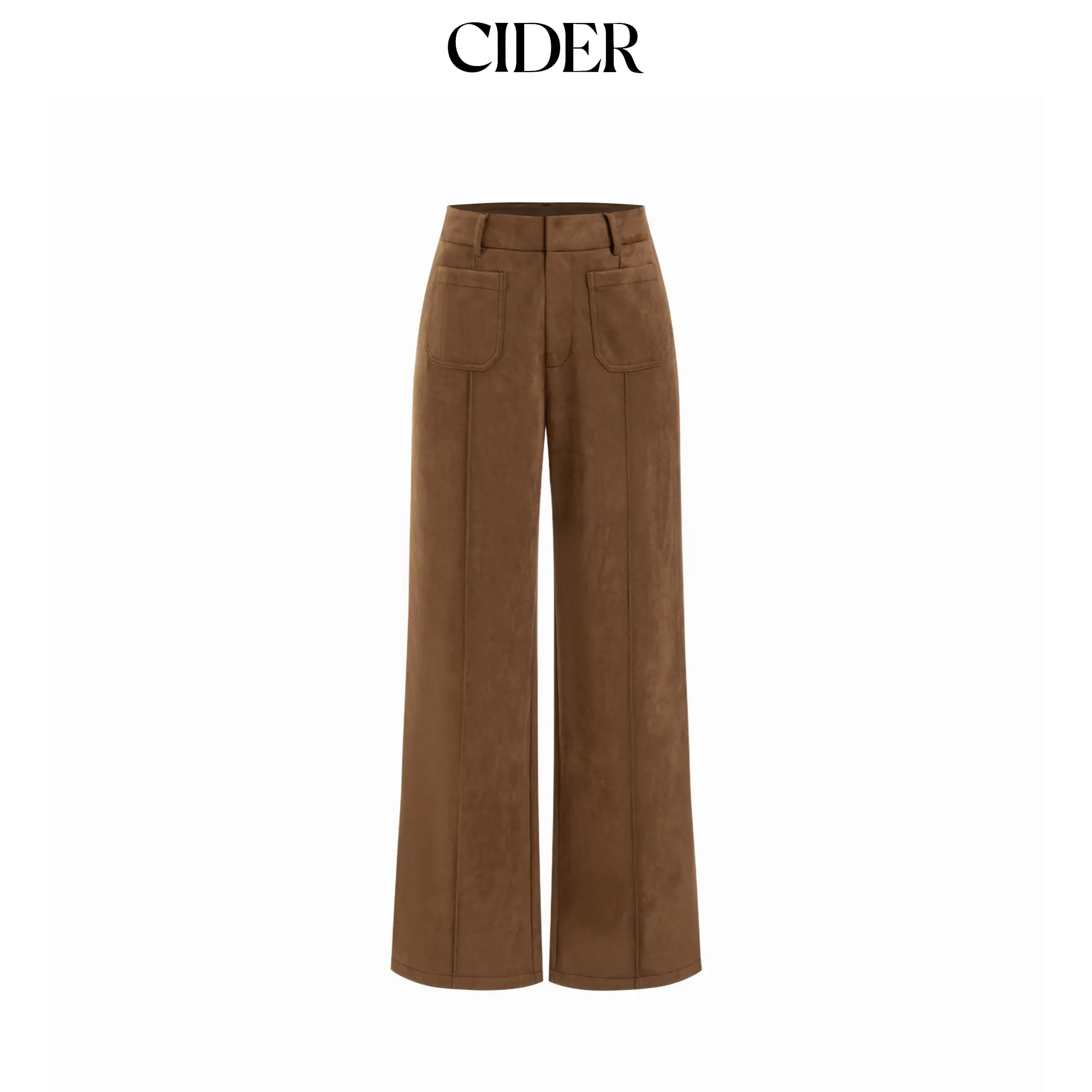 Cider Suede Mid Rise Straight Leg Trousers