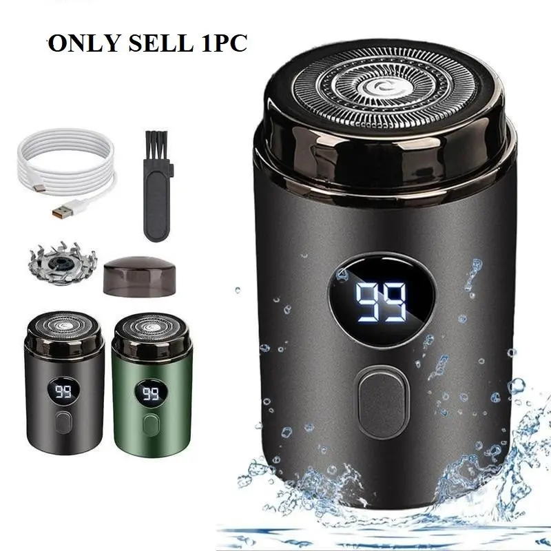 Mini Electric Shaver with LCD Display, USB Rechargeable Portable Shaving Machine Razor, Waterproof Hygienic Shaver Beard Trimmer for Home and Travel, Includes Extra Blade, Showerproof Cordless Shaver