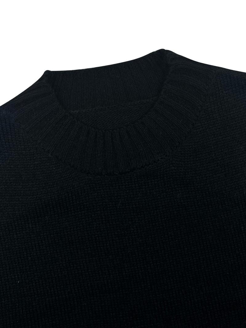 Women's Striped Patchwork Print Batwing Sleeve Split Hem Sweater, Casual Long Sleeve Mock Neck Jumper for Fall & Winter, Fashion Ladies' Knitwear for Daily Wear, Knit Pullover Top