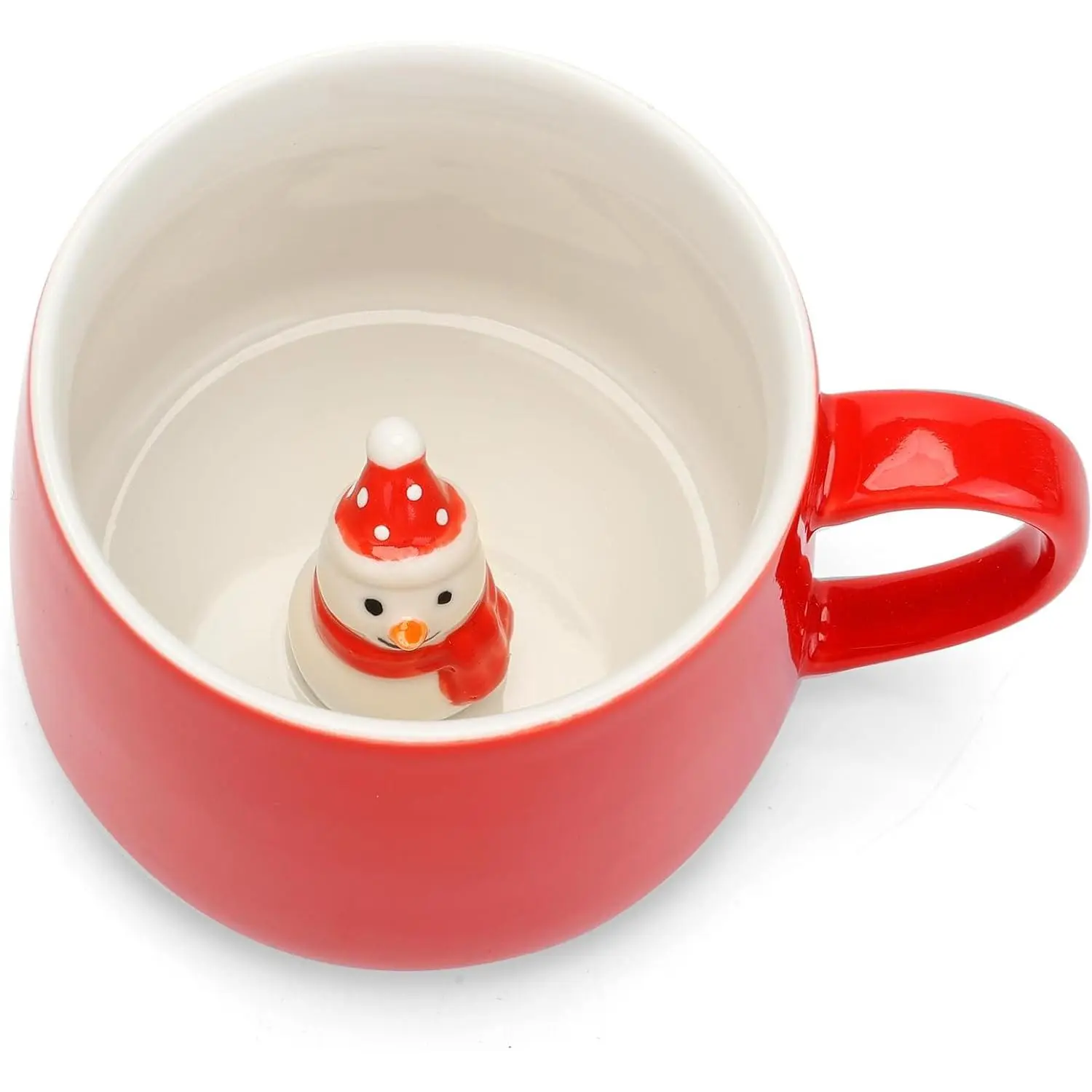 Cute Christmas Snowman Ceramic Coffee Mug    In Cup Ideal Creative Holiday Christmas and Birthday Gifts for  Lovers Family   Colleagues 12OZ (Red and White)