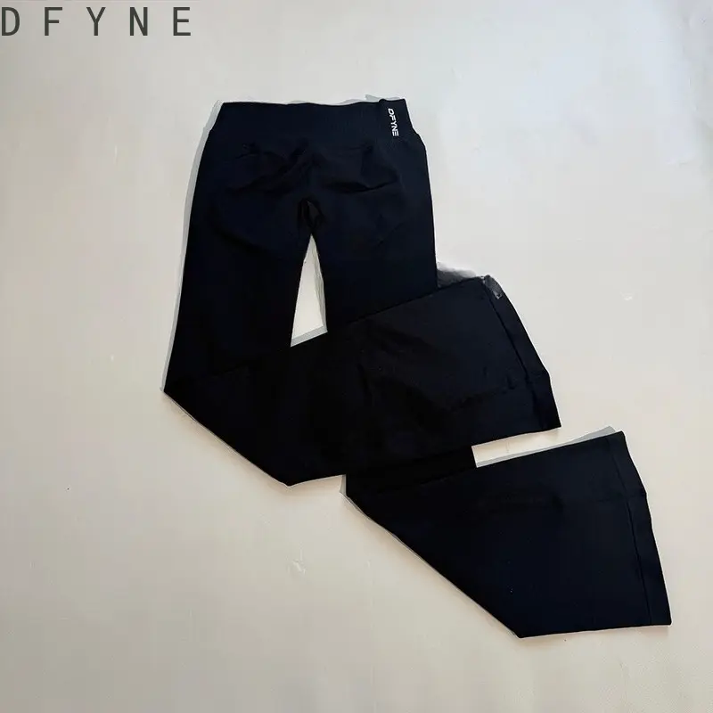DFYNE Women's Seamless Flare Leggings - High Rise Wide Leg, Butt Lifting Workout Wear for Everyday Active Pilates, Gym Sports Sweatpants, Wide Legs, Flare Leggings Women's Sports Sweatpants, Quick-Dry Stretch Fabric Women's Sports Sweatpants, Nylon/Spande