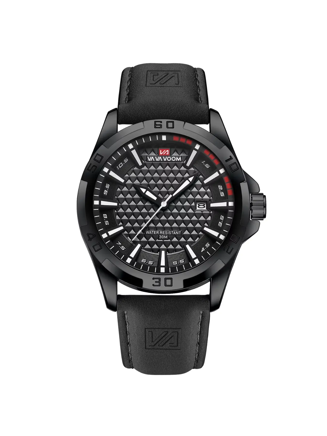 VA VA VOOM Mens Wristwatch Military Style Quartz Waterproof Leather Casual Sport Business