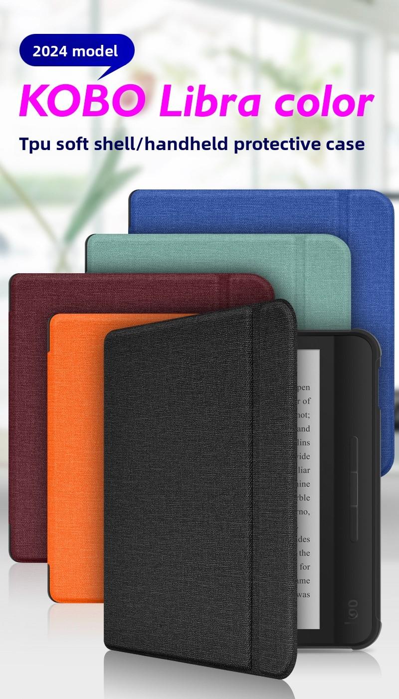 2024 KOBO Libra Color 7 Inch eReader Smart Case  TPU Fabric Cover for Android Tablet Compatible
