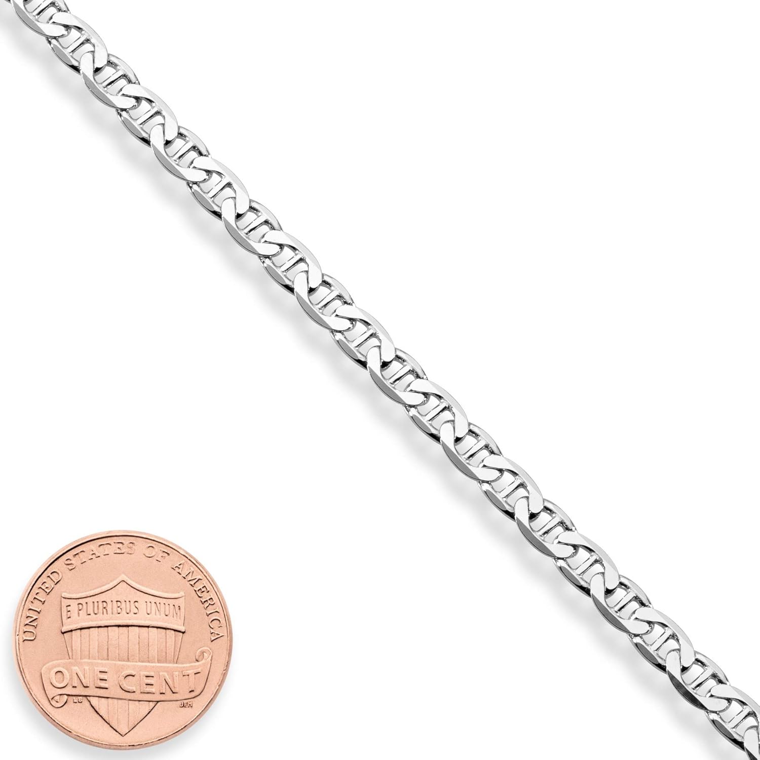 925 Sterling Silver Italian 3mm, 4mm Solid Diamond-Cut Mariner Link Chain Anklet Ankle Bracelet for Women, Made in Italy