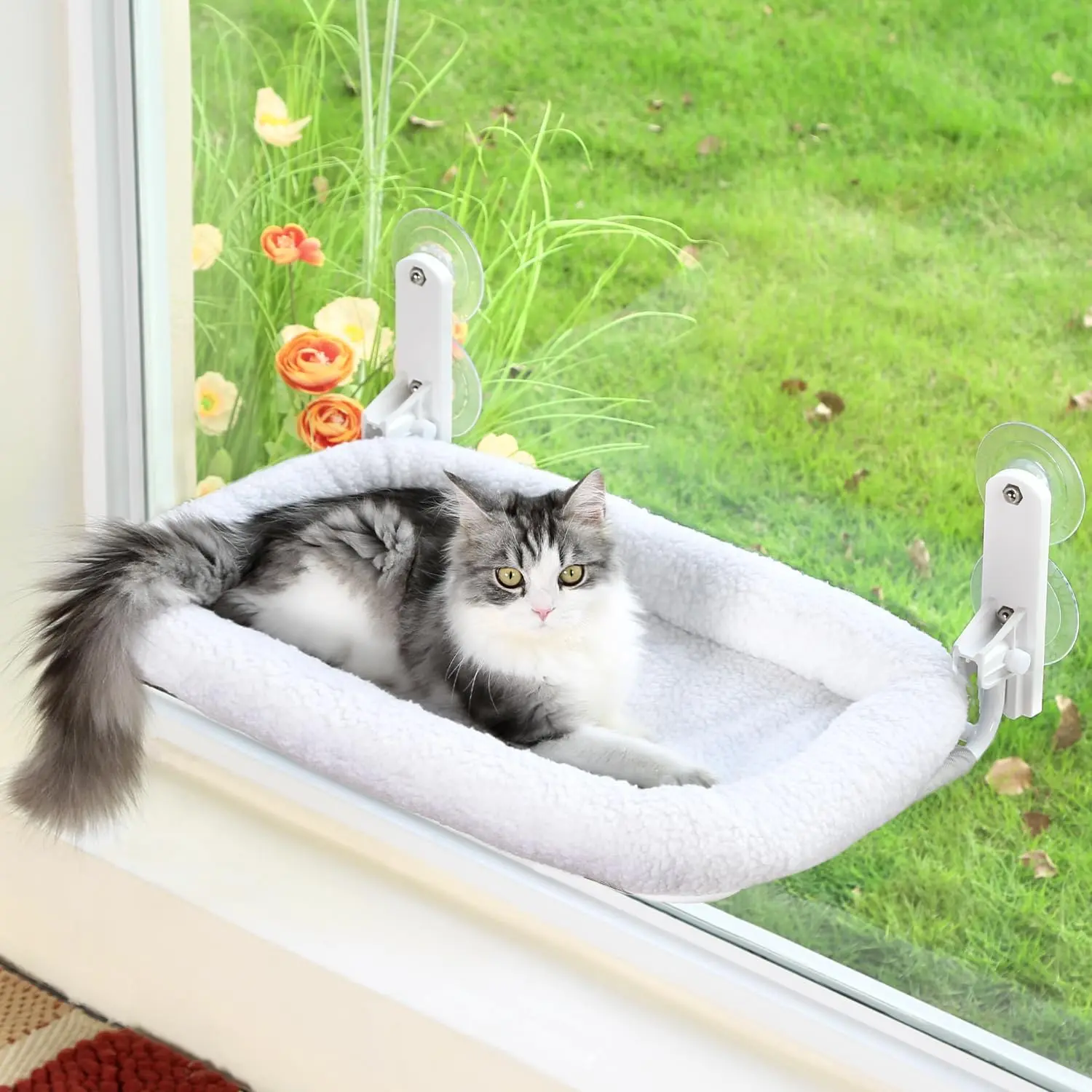 Foldable  Hammock for Window (White Bolster Bed, Medium)