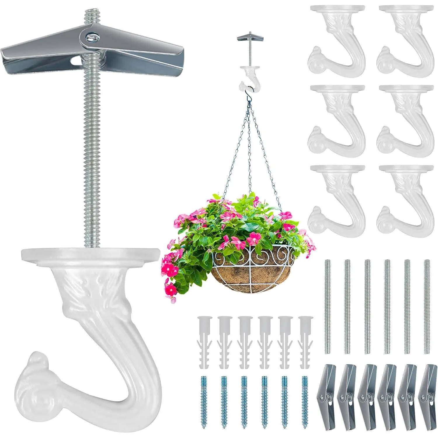 6 count Ceiling Hooks for  ,  Lights Metal Small Hooks,Indoor Outdoor Wall Heavy Duty  Hanger Swag Hook