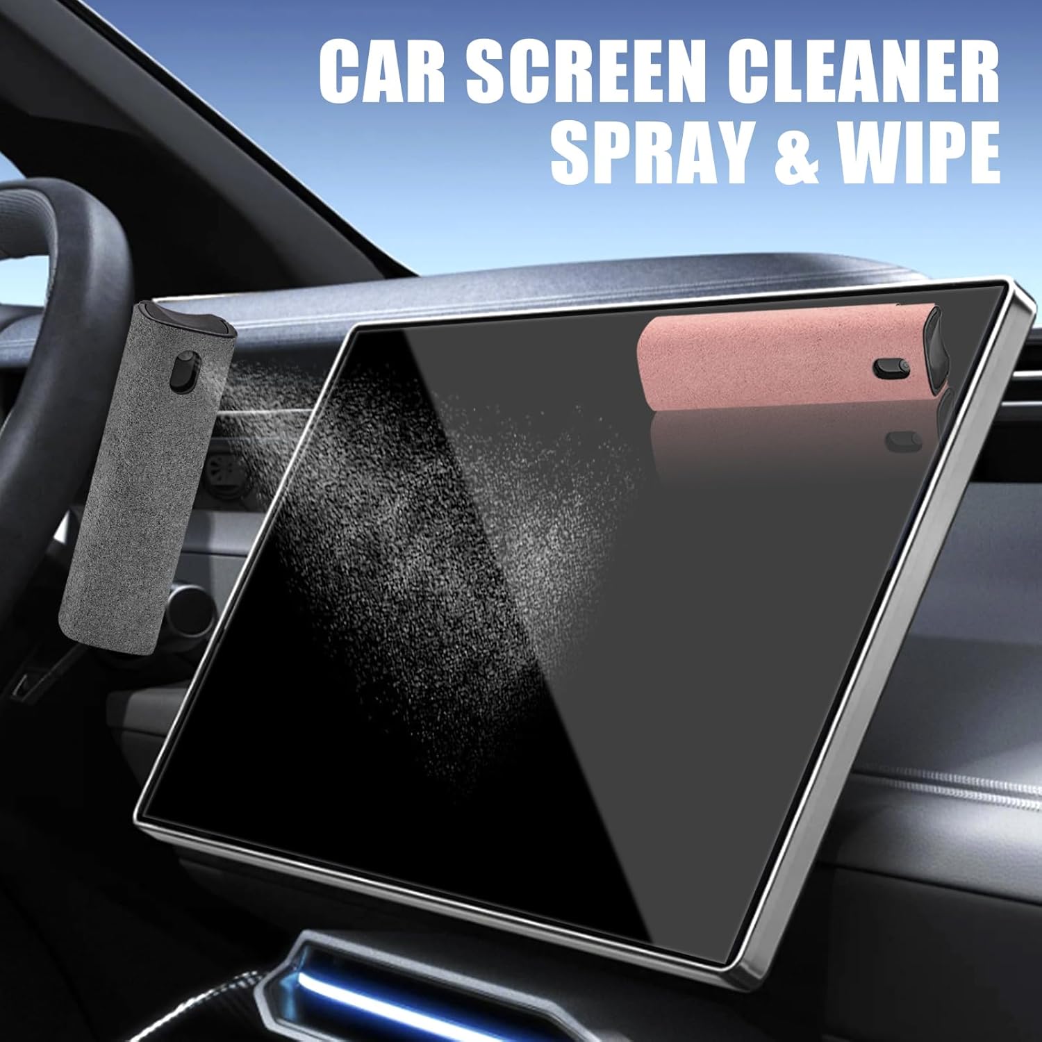 2 Pack  Screen Cleaner, Computer Screen Cleaner Spray and Wipe, Laptop Cleaning Mist Kit for  iPad, , Phone, MacBook, TV,  Display, with Graffiti Case, Grey