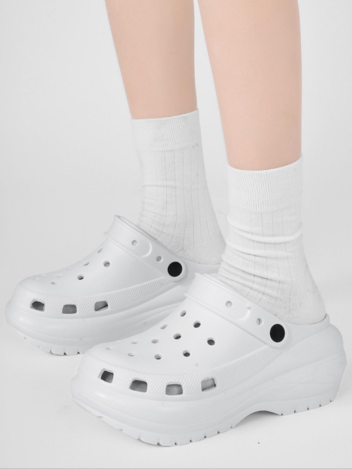 Women's Plain Color Platform Clogs, Casual Comfortable Breathable Clogs, Fashionable Shoes for Indoor & Outdoor Wear, Beach Shoes Slippers