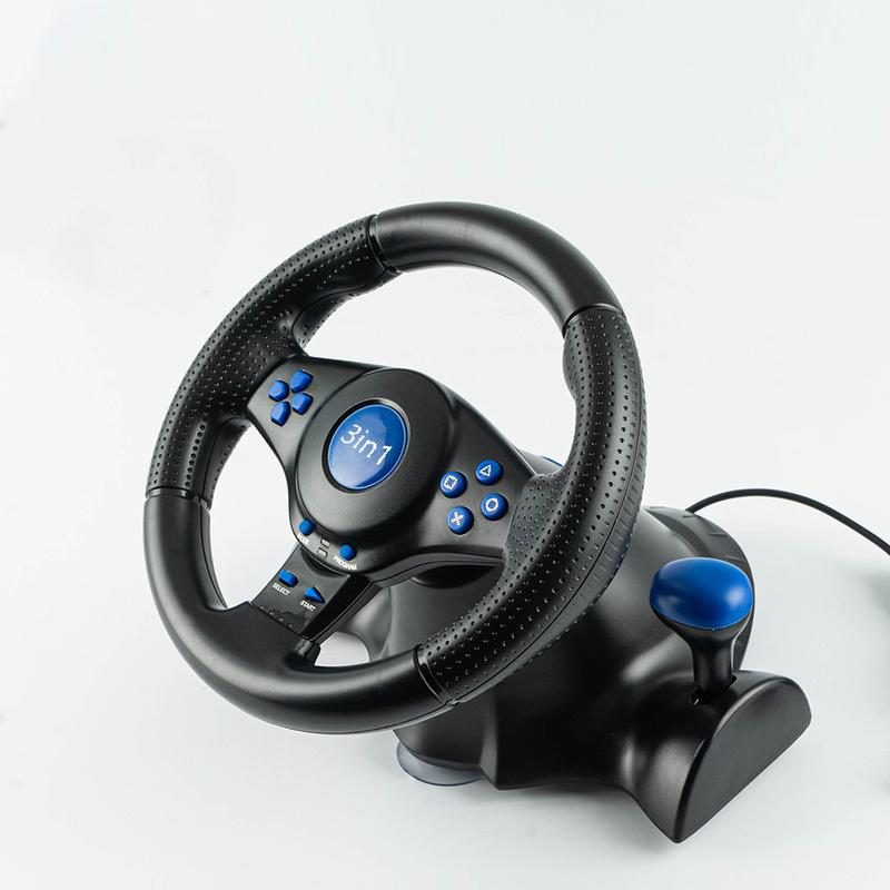 3-in-1 Racing Game Wheel /Winter Vacation At Home Must-Have 3-in-1  Gaming USB Plug & Play Desktop Adsorption Compatible with PC/PS2/PS3/Xbox360 Console Controller Accessory