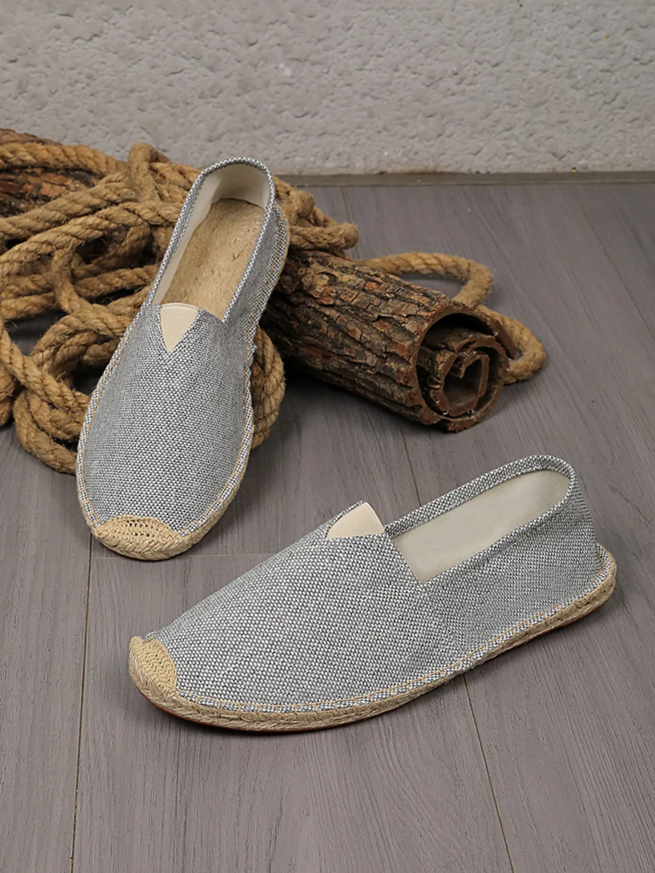 Men's Loafers Canvas Shoes, Casual Plain Design, Breathable Textile Upper, Rubber Sole, Medium Width, Couples' Fishing Shoes