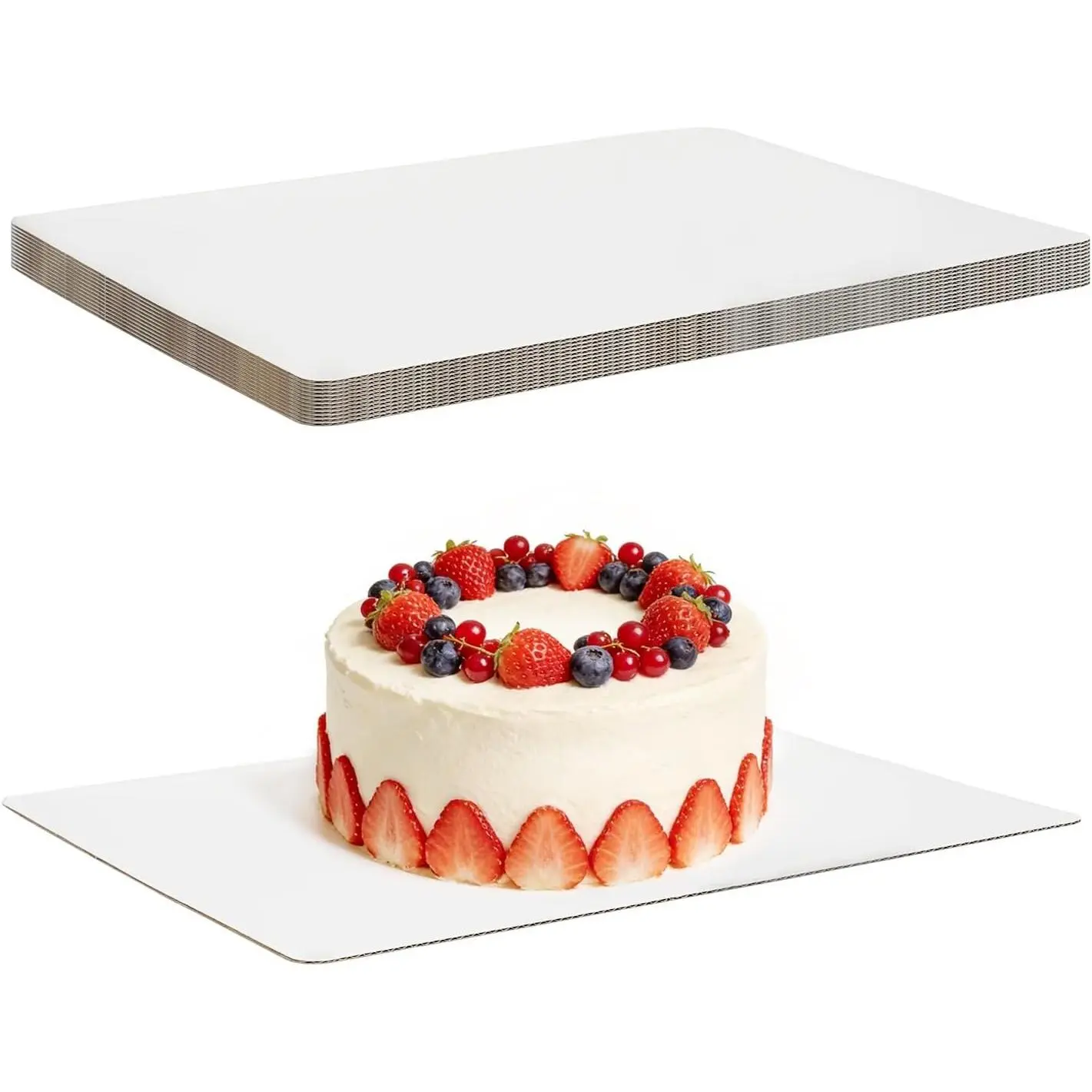Rectangle Cake Boards, 6 Pack, 13.25 x 9.75 Inch, White, Greaseproof Cardboard, Sturdy Corrugated Disposable Sheet Trays for Cakes, Pastries, Bakery
